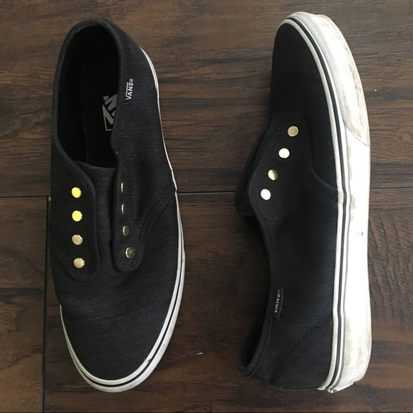 Vans Shoes - Vans Off The Wall Dark Gray Slip On Shoes
